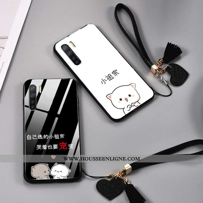 Housse Oppo A91 Silicone Protection Verre Petit Amoureux Fluide Doux Tendance Noir