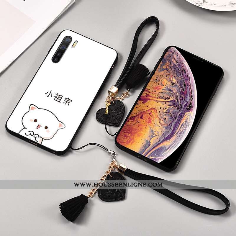 Housse Oppo A91 Silicone Protection Verre Petit Amoureux Fluide Doux Tendance Noir