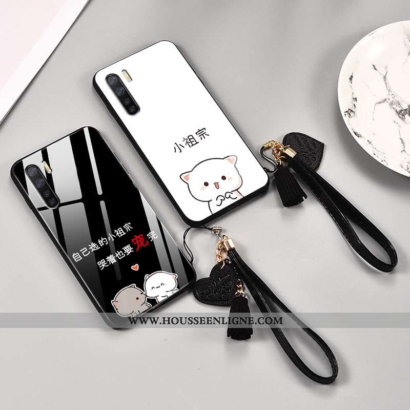 Housse Oppo A91 Silicone Protection Verre Petit Amoureux Fluide Doux Tendance Noir
