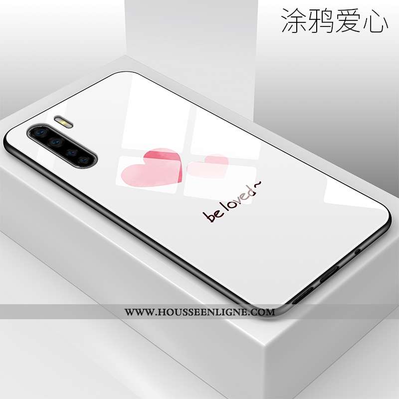 Housse Oppo A91 Silicone Verre Incassable Personnalité Téléphone Portable Créatif Tendance Blanche
