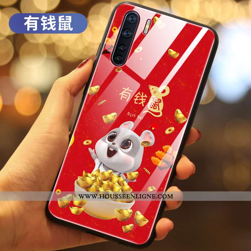 Housse Oppo A91 Tendance Coque Téléphone Portable Rat Richesse Net Rouge Rouge