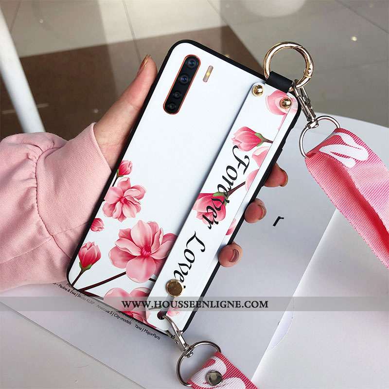 Housse Oppo A91 Tendance Fluide Doux Petit Créatif Sakura Support Ornements Suspendus Rose