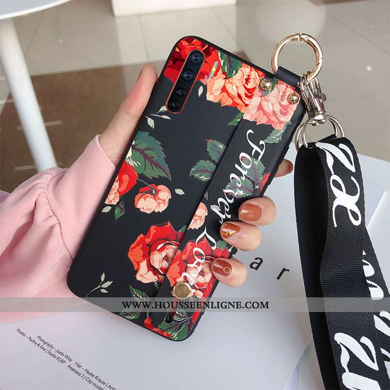Housse Oppo A91 Tendance Fluide Doux Petit Créatif Sakura Support Ornements Suspendus Rose