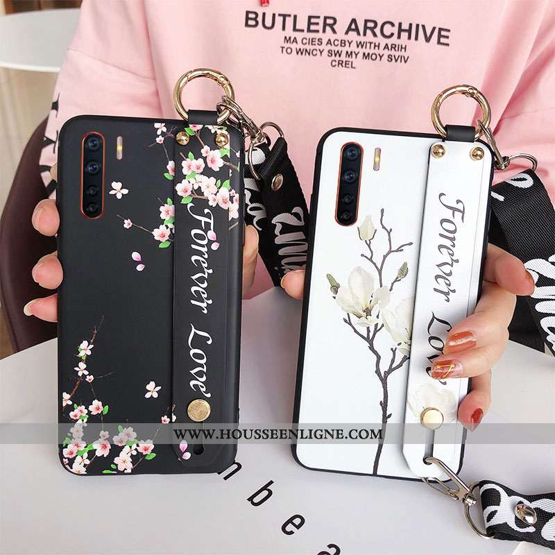 Housse Oppo A91 Tendance Fluide Doux Petit Créatif Sakura Support Ornements Suspendus Rose