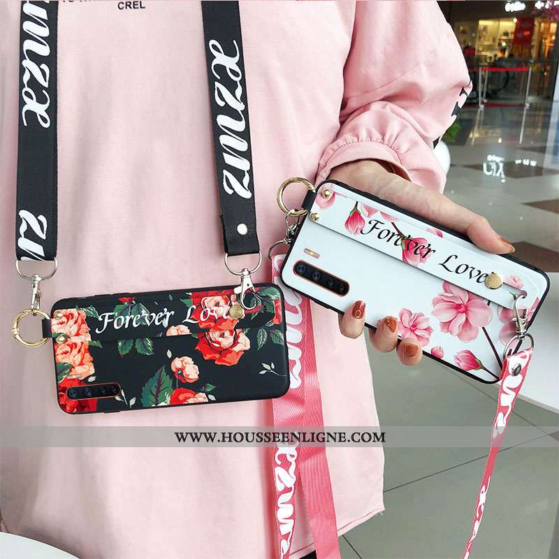 Housse Oppo A91 Tendance Fluide Doux Petit Créatif Sakura Support Ornements Suspendus Rose