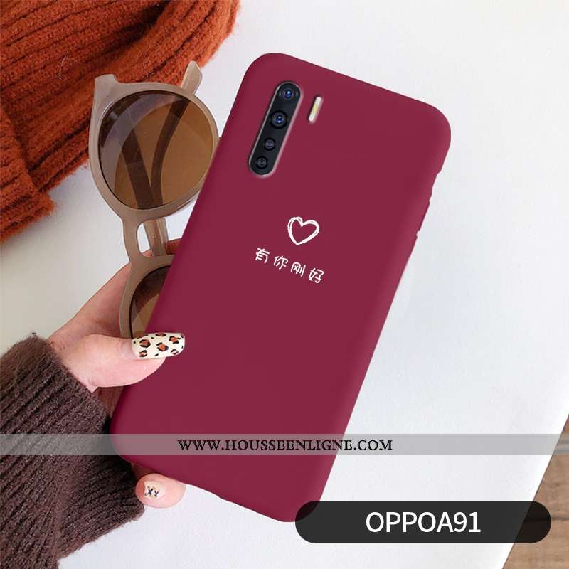 Housse Oppo A91 Tendance Légère Protection Vent Coque Nouveau Délavé En Daim Bleu Foncé