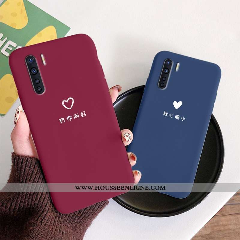 Housse Oppo A91 Tendance Légère Protection Vent Coque Nouveau Délavé En Daim Bleu Foncé