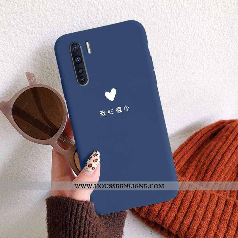 Housse Oppo A91 Tendance Légère Protection Vent Coque Nouveau Délavé En Daim Bleu Foncé