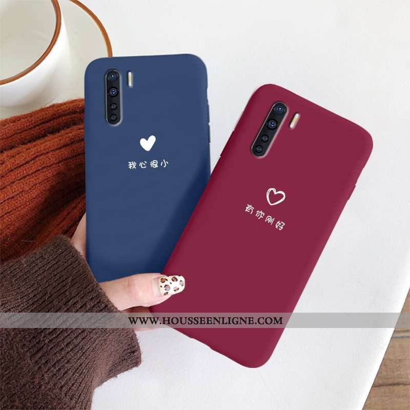 Housse Oppo A91 Tendance Légère Protection Vent Coque Nouveau Délavé En Daim Bleu Foncé