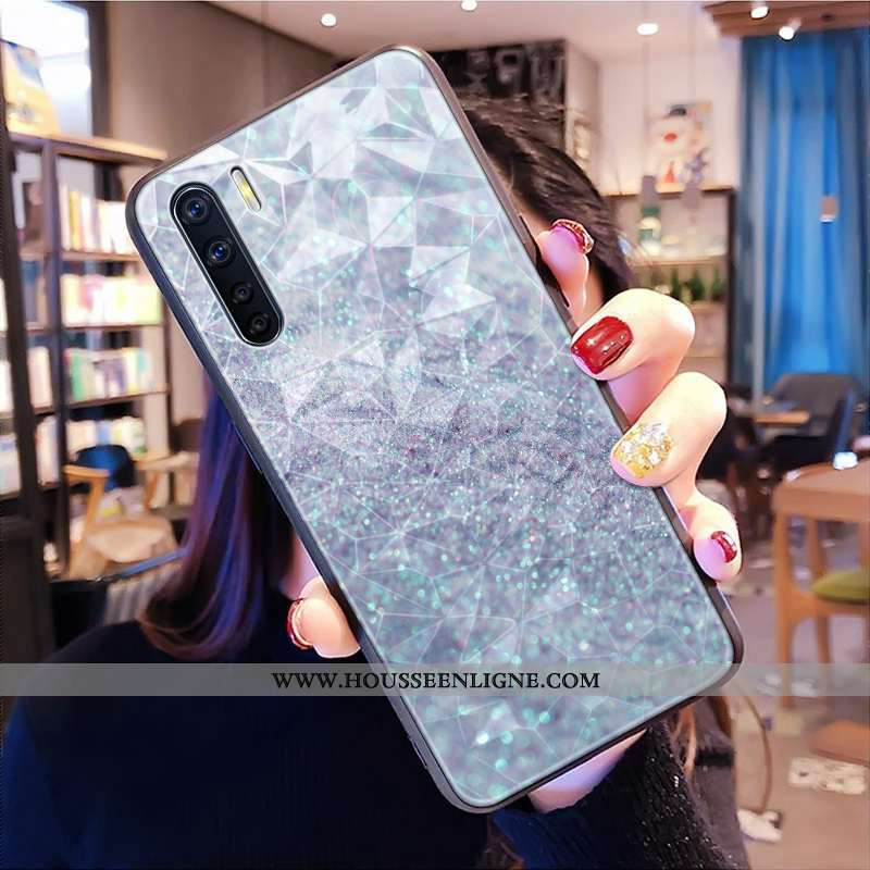 Housse Oppo A91 Tendance Modèle Fleurie Bleu Coque Étui Losange Net Rouge