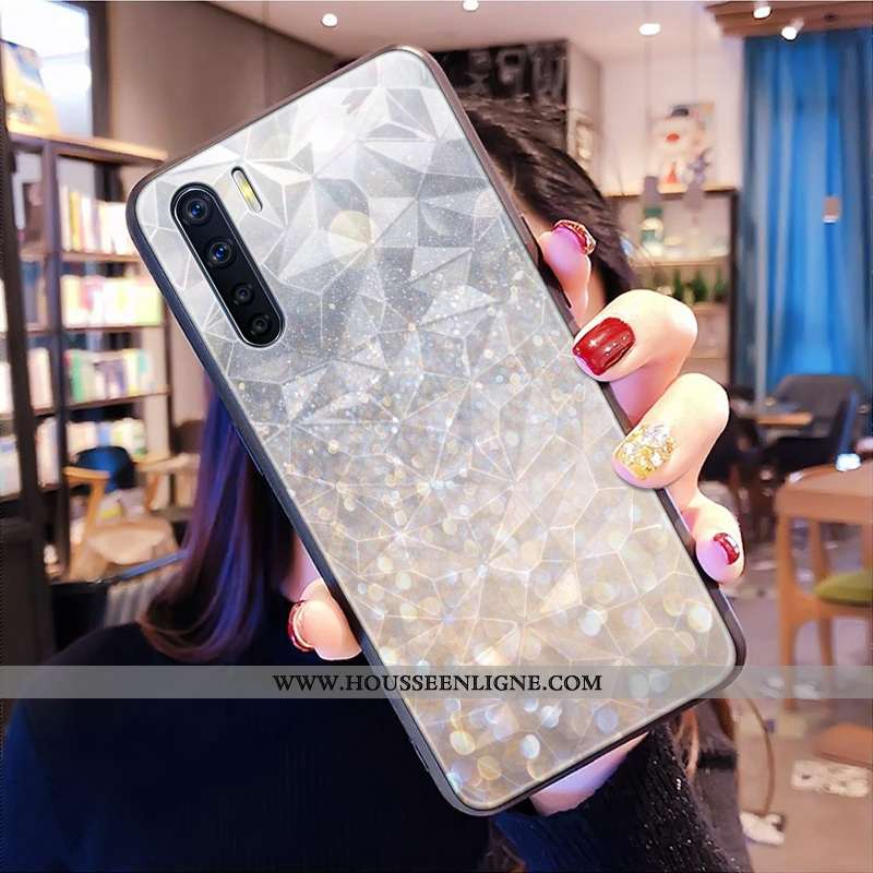 Housse Oppo A91 Tendance Modèle Fleurie Bleu Coque Étui Losange Net Rouge