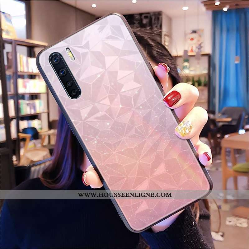 Housse Oppo A91 Tendance Modèle Fleurie Bleu Coque Étui Losange Net Rouge