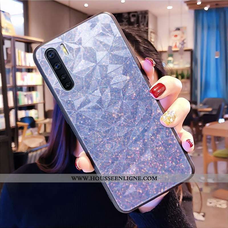 Housse Oppo A91 Tendance Modèle Fleurie Bleu Coque Étui Losange Net Rouge