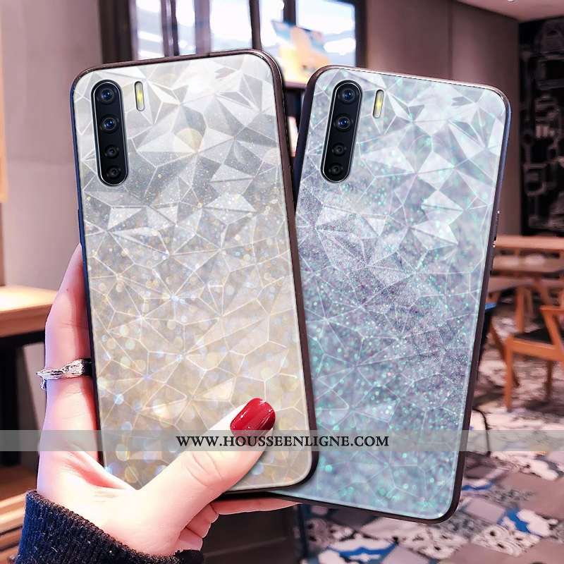 Housse Oppo A91 Tendance Modèle Fleurie Bleu Coque Étui Losange Net Rouge