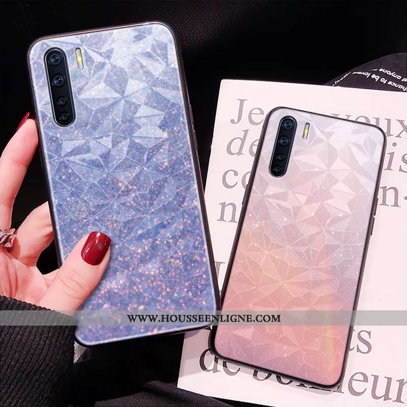 Housse Oppo A91 Tendance Modèle Fleurie Bleu Coque Étui Losange Net Rouge