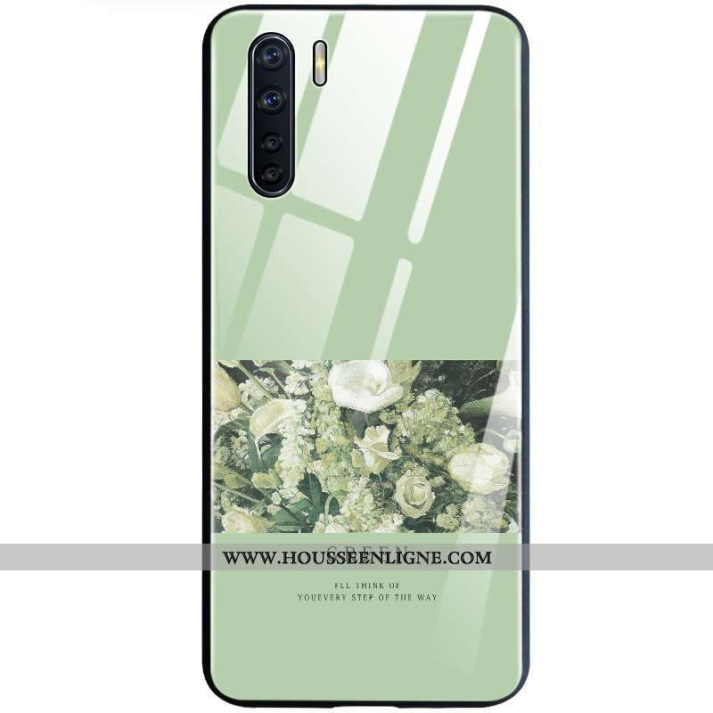 Housse Oppo A91 Verre Tout Compris Étui Vert Téléphone Portable Coque Verte