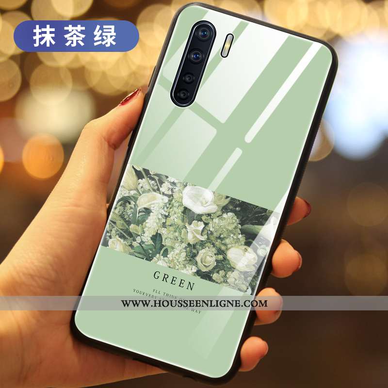 Housse Oppo A91 Verre Tout Compris Étui Vert Téléphone Portable Coque Verte