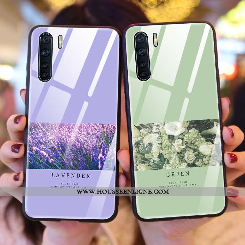 Housse Oppo A91 Verre Tout Compris Étui Vert Téléphone Portable Coque Verte