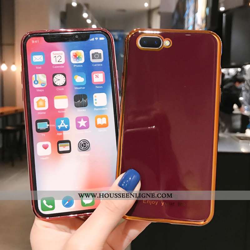 Housse Oppo Ax5 Fluide Doux Silicone Placage Personnalité Coque Transparent Simple Bordeaux