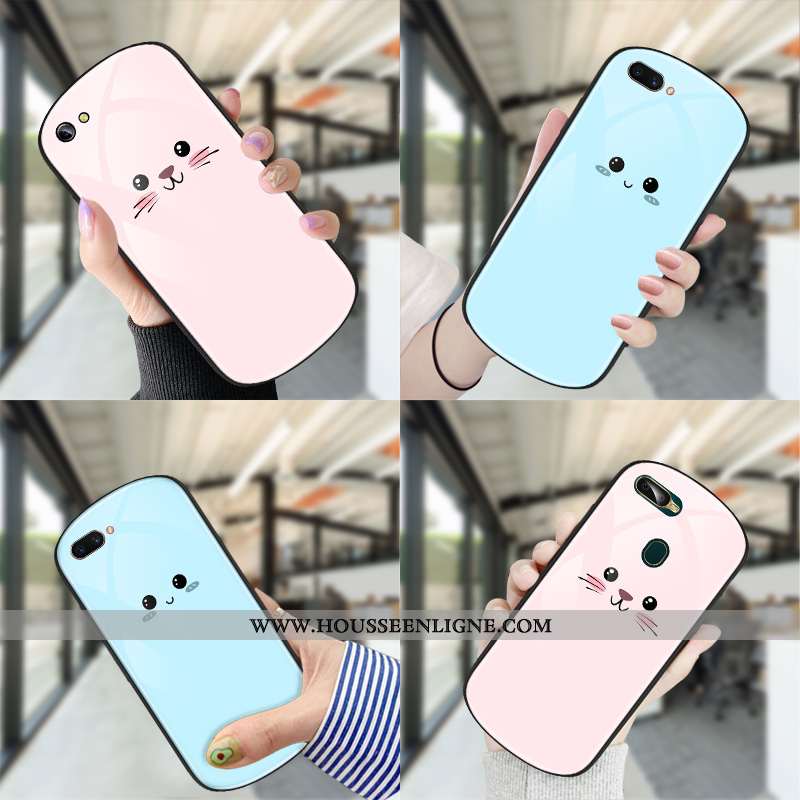 Housse Oppo Ax5 Personnalité Créatif Net Rouge Simple Mignonne Verre Dessin Animé Bleu