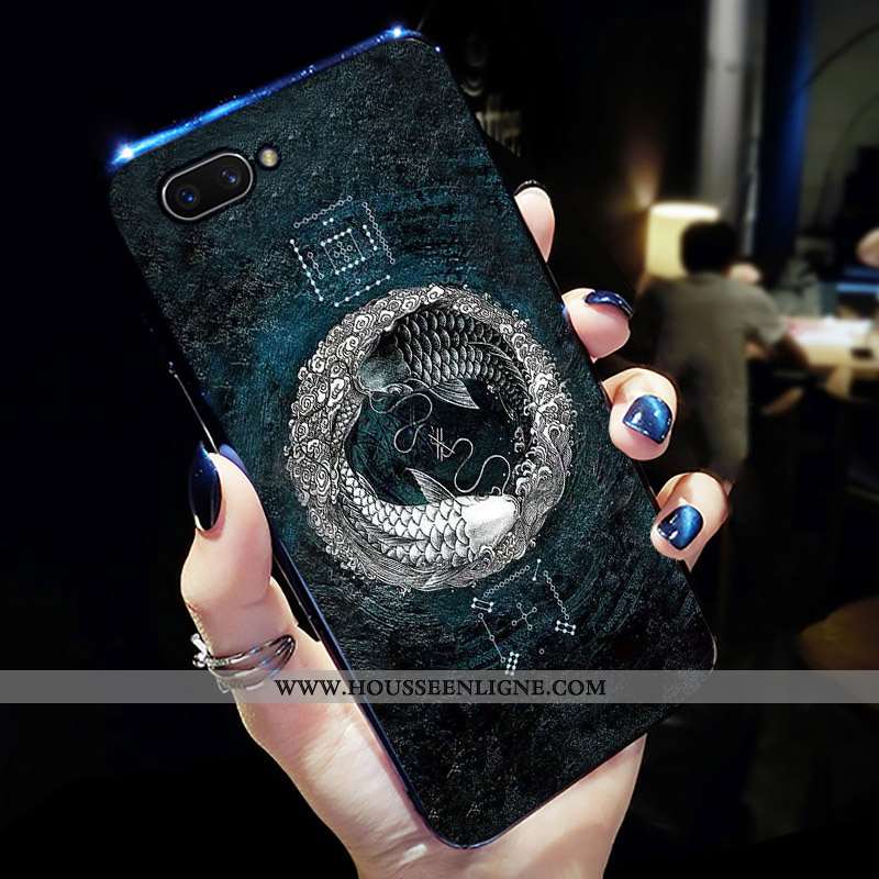 Housse Oppo Ax5 Protection Délavé En Daim Tout Compris Bleu Marin Étui Simple Coque Bleu Foncé