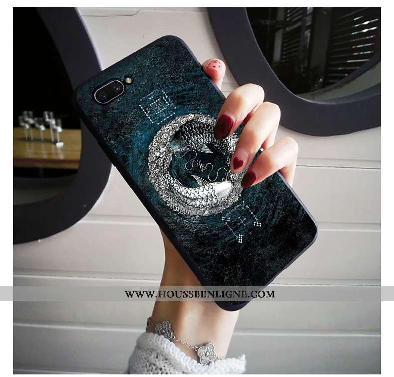 Housse Oppo Ax5 Protection Délavé En Daim Tout Compris Bleu Marin Étui Simple Coque Bleu Foncé