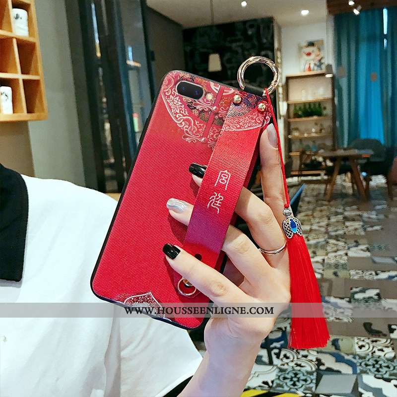 Housse Oppo Ax5 Ultra Tendance Protection Net Rouge Bleu Marin Délavé En Daim Style Chinois Bleu Fon
