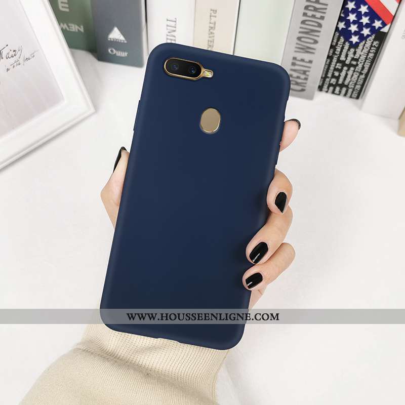 Housse Oppo Ax7 Fluide Doux Silicone Protection Incassable Délavé En Daim Personnalité Créatif Bleu