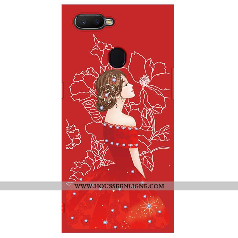 Housse Oppo Ax7 Mode Protection Ornements Suspendus Anneau Fluide Doux Étui Personnalité Rouge