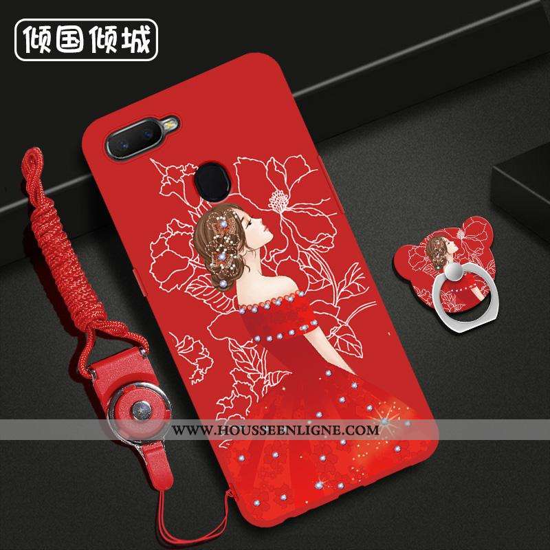 Housse Oppo Ax7 Mode Protection Ornements Suspendus Anneau Fluide Doux Étui Personnalité Rouge