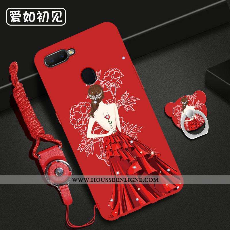 Housse Oppo Ax7 Mode Protection Ornements Suspendus Anneau Fluide Doux Étui Personnalité Rouge