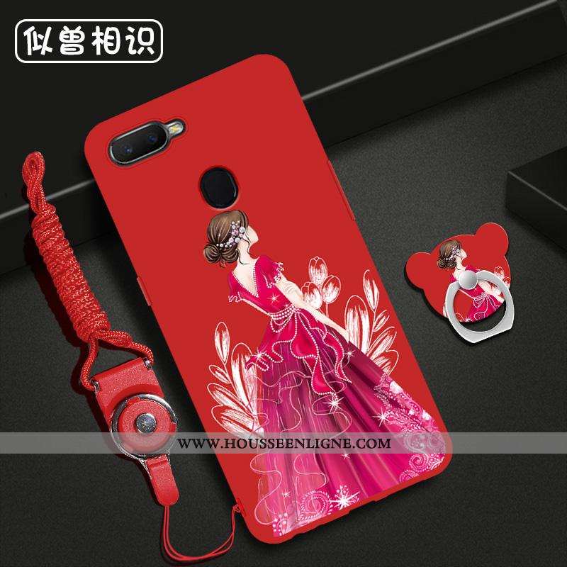 Housse Oppo Ax7 Mode Protection Ornements Suspendus Anneau Fluide Doux Étui Personnalité Rouge