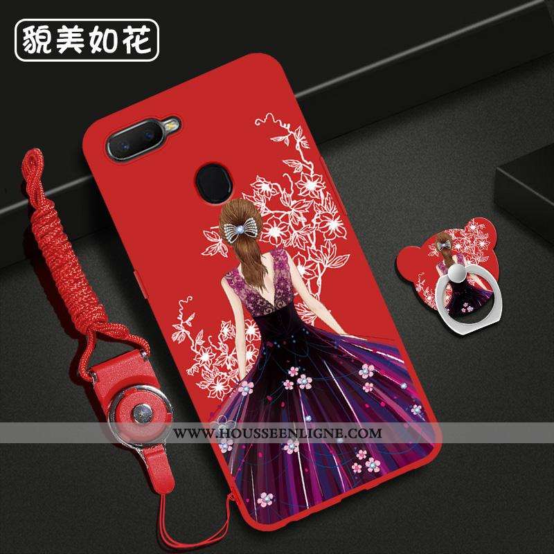 Housse Oppo Ax7 Mode Protection Ornements Suspendus Anneau Fluide Doux Étui Personnalité Rouge