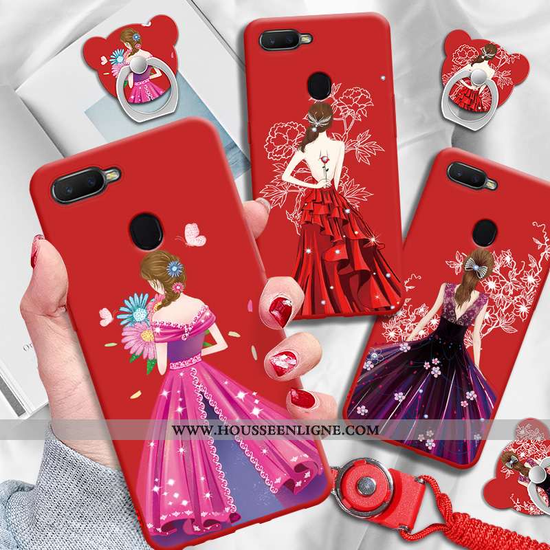 Housse Oppo Ax7 Mode Protection Ornements Suspendus Anneau Fluide Doux Étui Personnalité Rouge