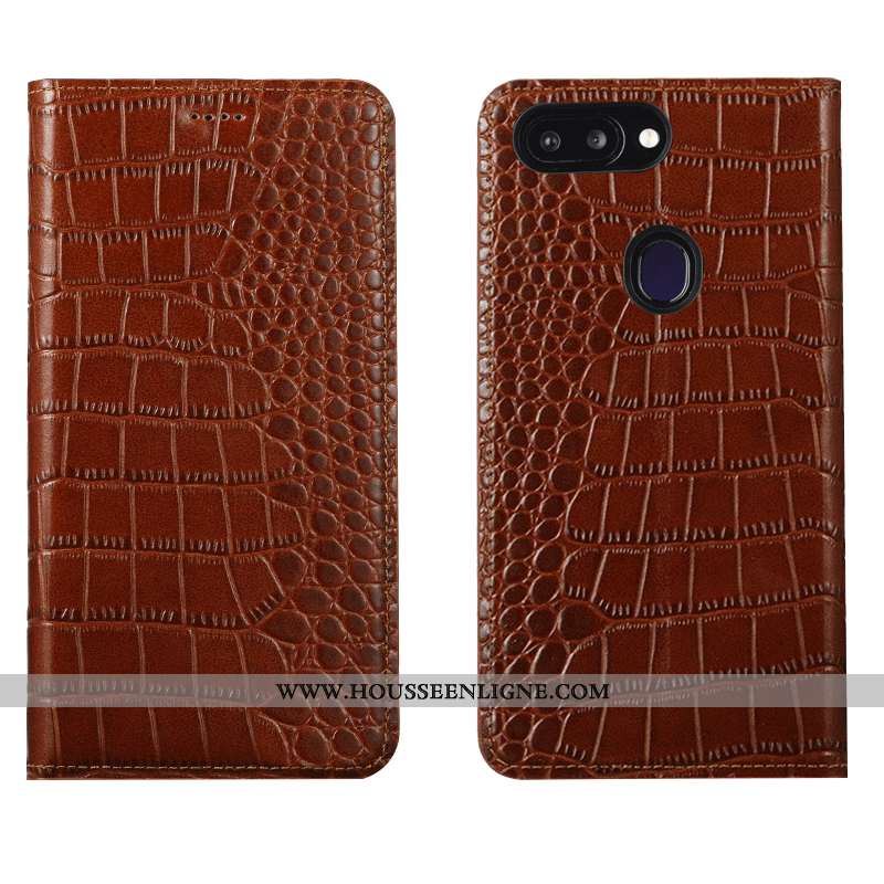 Housse Oppo Ax7 Protection Cuir Véritable Étui Marron Coque Téléphone Portable Cuir