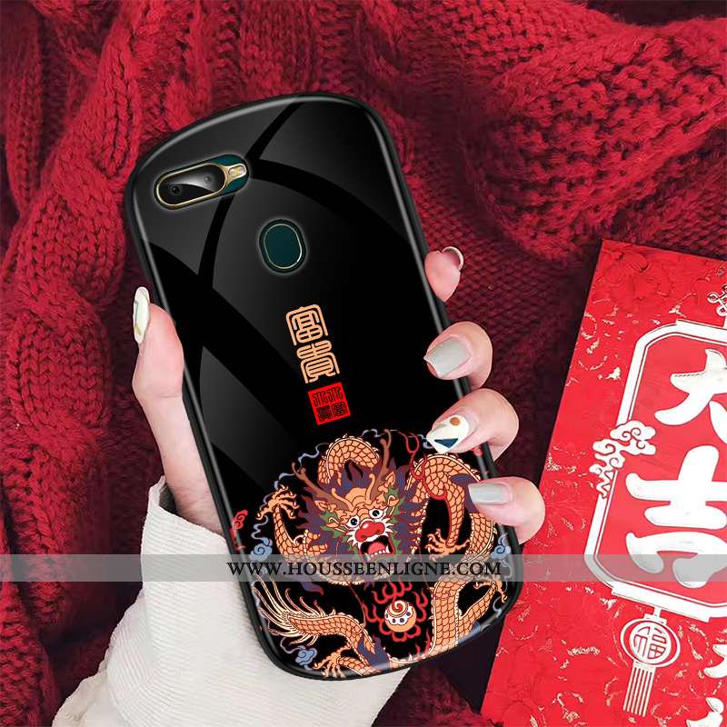 Housse Oppo Ax7 Tendance Verre Palais Créatif Style Chinois Vintage Téléphone Portable Noir