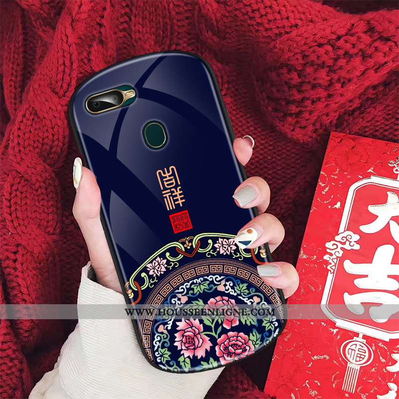 Housse Oppo Ax7 Tendance Verre Palais Créatif Style Chinois Vintage Téléphone Portable Noir