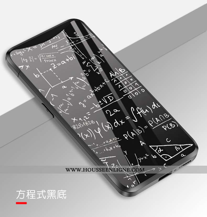 Housse Oppo Find X Créatif Tendance Coque Verre Miroir Tempérer Amoureux Noir