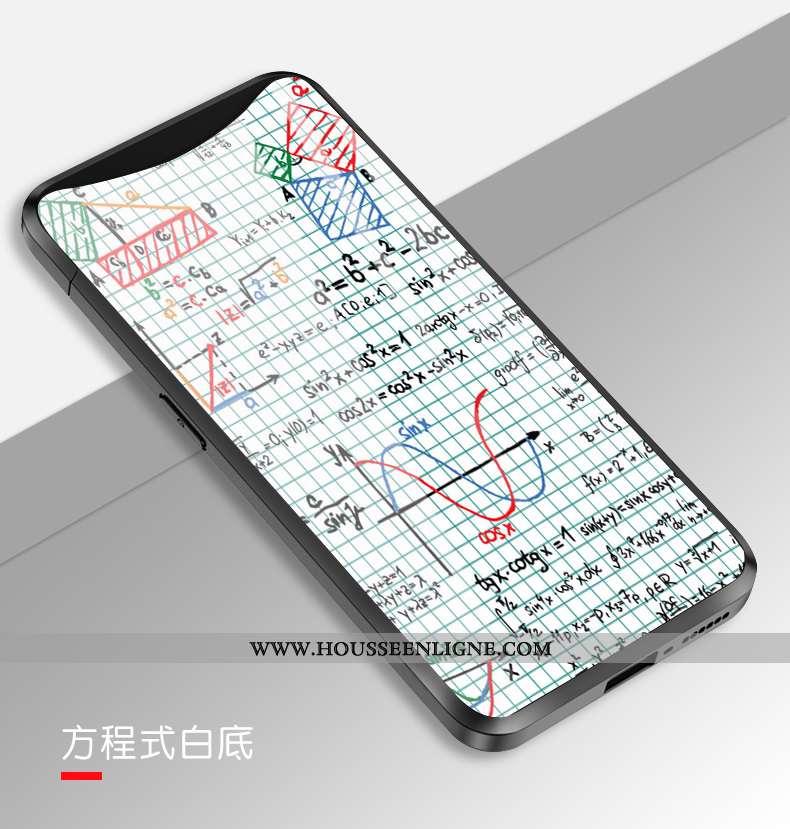 Housse Oppo Find X Créatif Tendance Coque Verre Miroir Tempérer Amoureux Noir