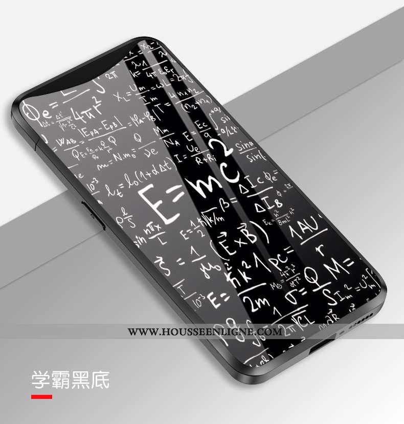 Housse Oppo Find X Créatif Tendance Coque Verre Miroir Tempérer Amoureux Noir
