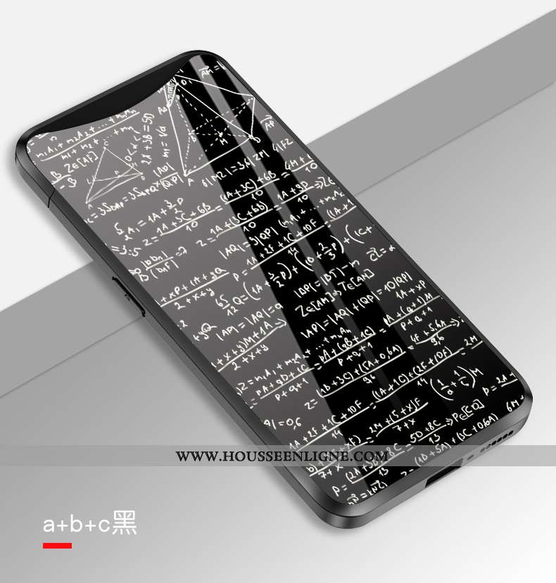 Housse Oppo Find X Créatif Tendance Coque Verre Miroir Tempérer Amoureux Noir