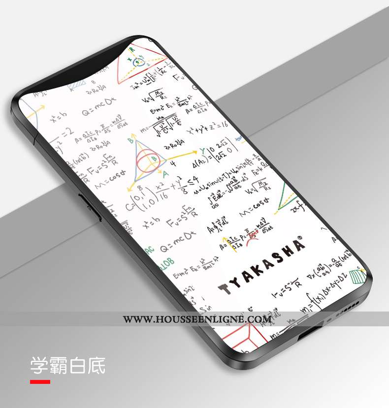 Housse Oppo Find X Créatif Tendance Coque Verre Miroir Tempérer Amoureux Noir