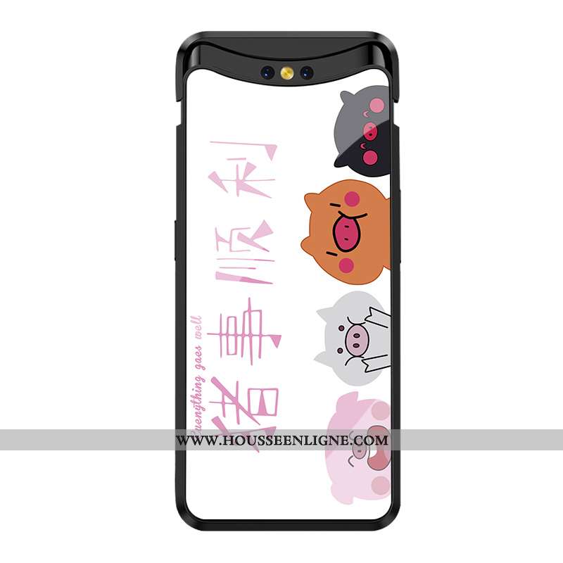 Housse Oppo Find X Tendance Protection Verre Animal Dessin Animé Cœur Blanc Blanche