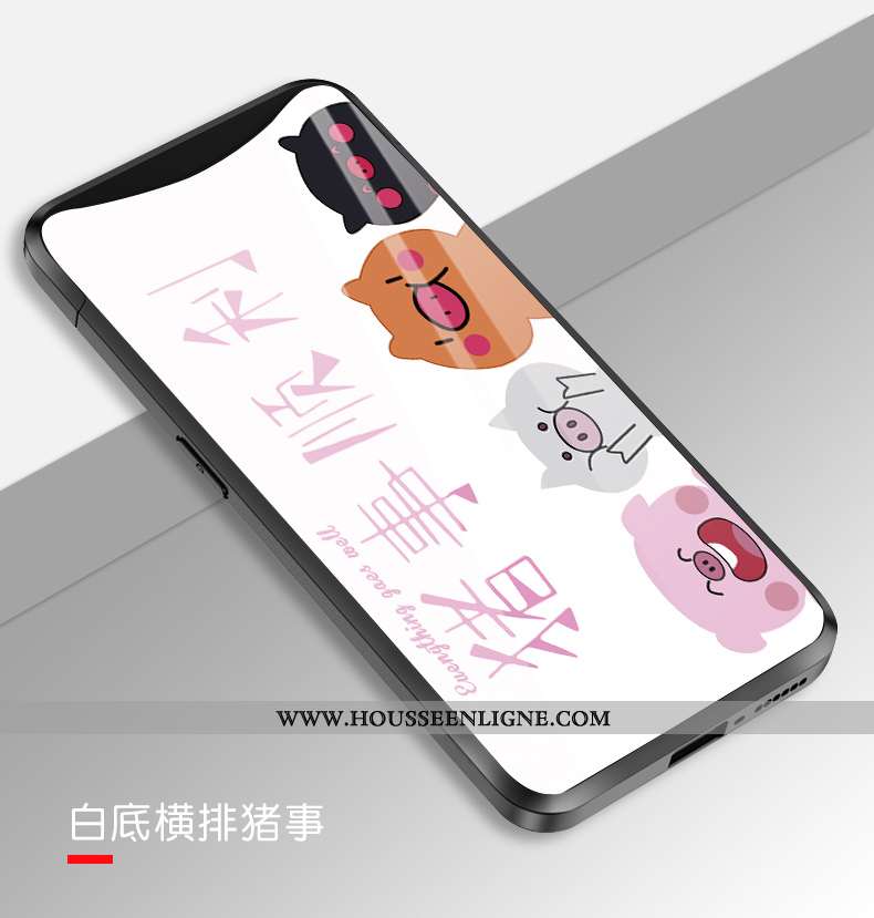 Housse Oppo Find X Tendance Protection Verre Animal Dessin Animé Cœur Blanc Blanche