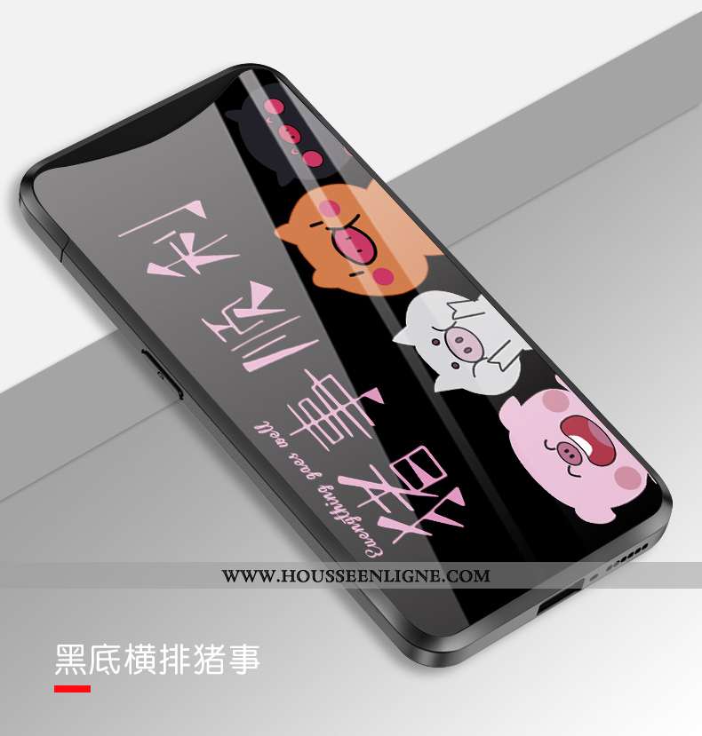 Housse Oppo Find X Tendance Protection Verre Animal Dessin Animé Cœur Blanc Blanche