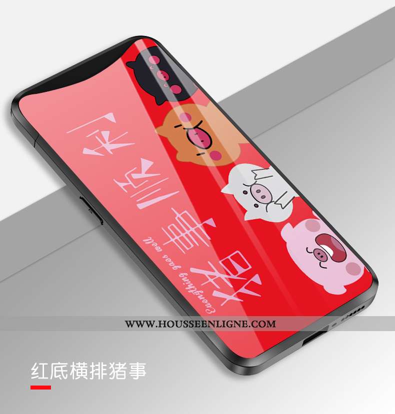 Housse Oppo Find X Tendance Protection Verre Animal Dessin Animé Cœur Blanc Blanche