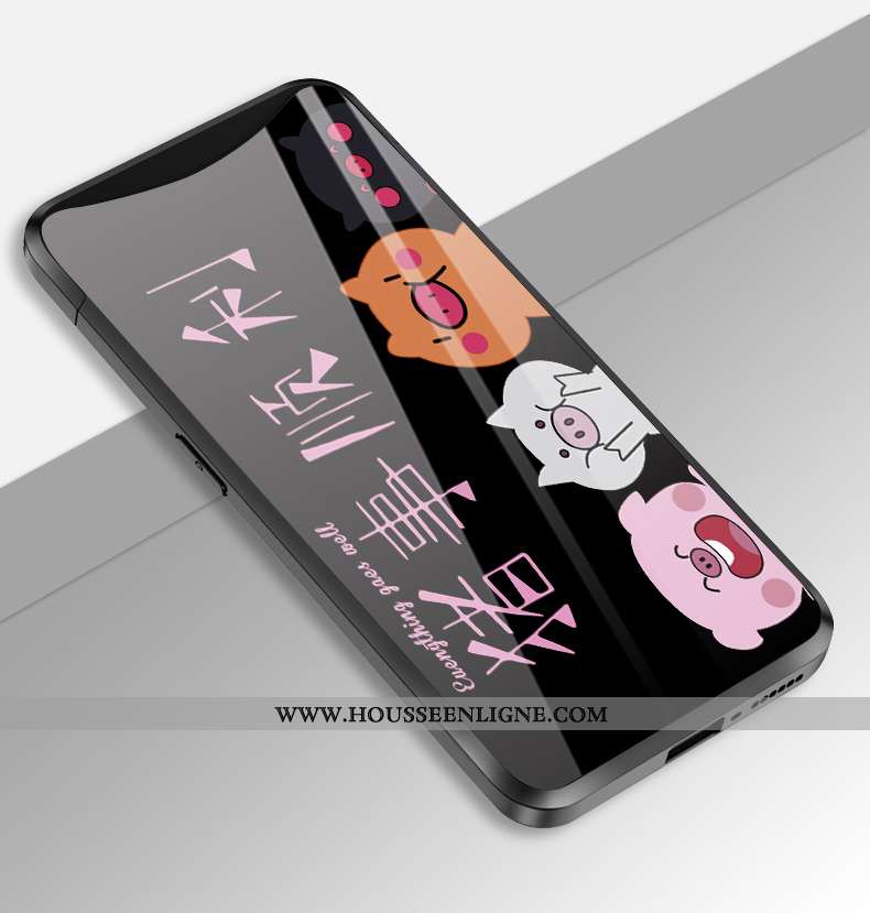 Housse Oppo Find X Tendance Protection Verre Animal Dessin Animé Cœur Blanc Blanche