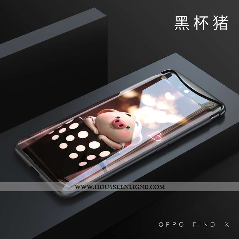 Housse Oppo Find X Verre Fluide Doux Bordure Coque Téléphone Portable Protection Difficile Khaki