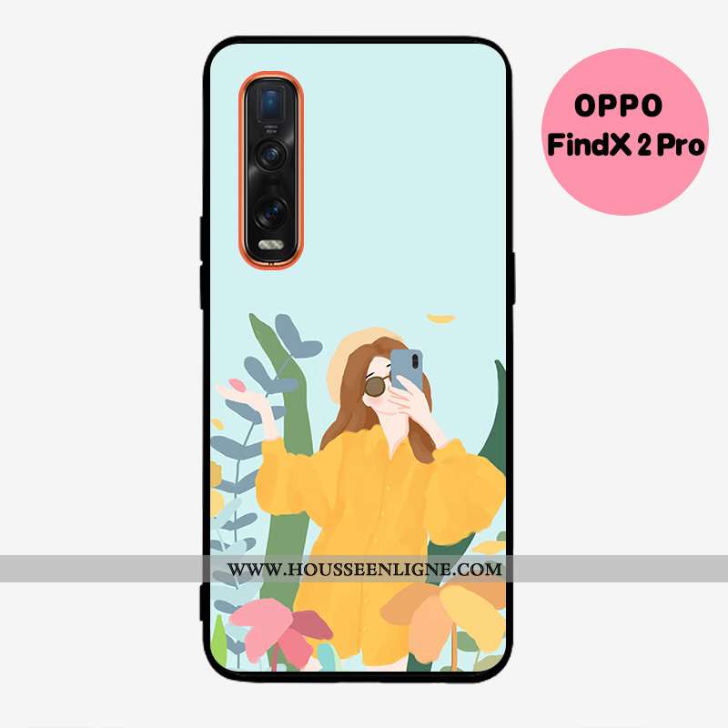 Housse Oppo Find X2 Pro Délavé En Daim Fluide Doux Vert Vent Incassable Silicone Coque Verte