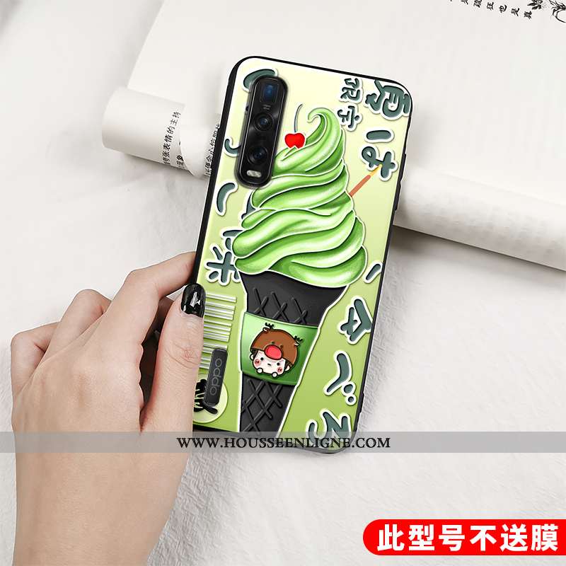 Housse Oppo Find X2 Pro Gaufrage Dessin Animé Protection Incassable Vert Tendance Coque Verte